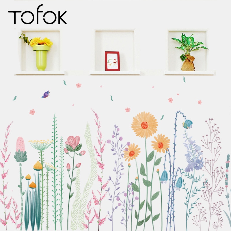 Tofok Plant Leaves Flowers Wall Sticker DIY Pasto..